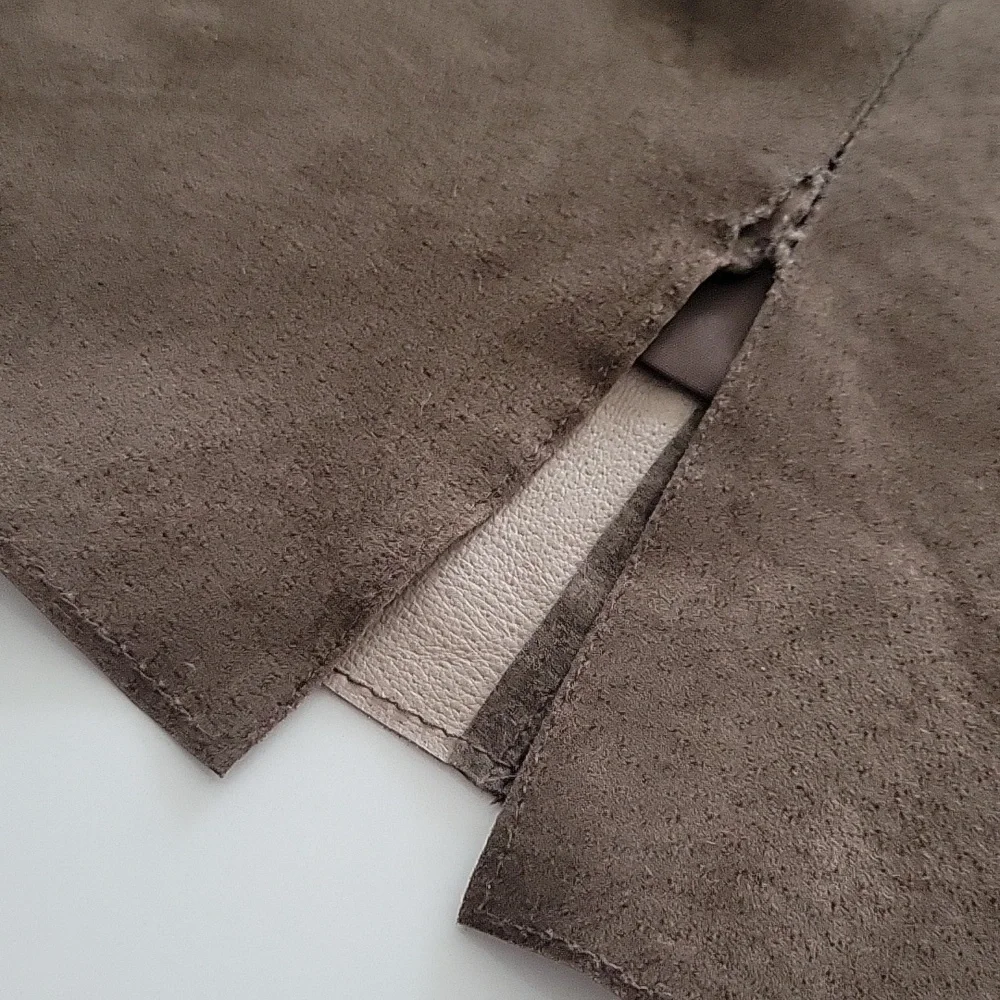 Suede Leather Patch Pencil Skirt - Picture 4 of 7
